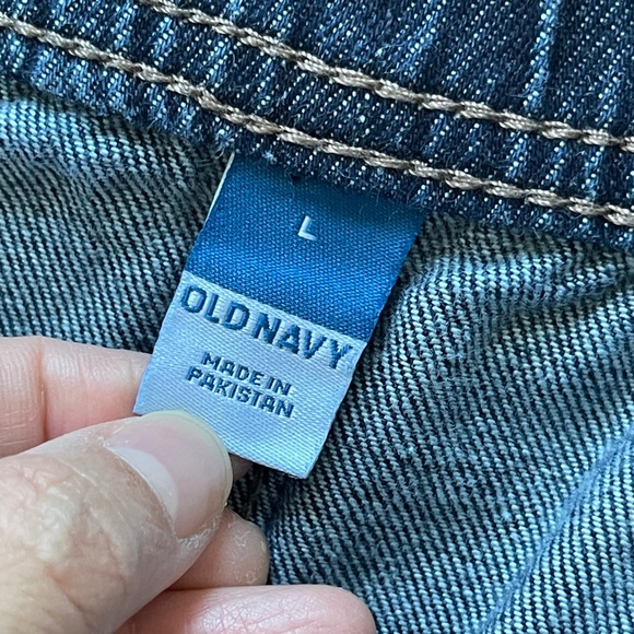 Old Navy Jeans Women's L Blue Barrel Baggy High Rise Dark Wash Pull On - Picture 5 of 11